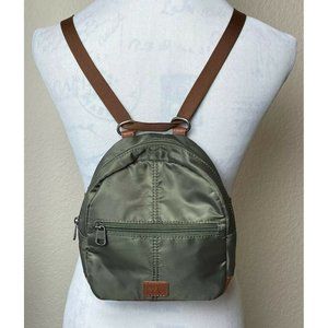The Sak MINI Backpack Crossbody Bag Olive Green Nylon Trim Convertible Purse